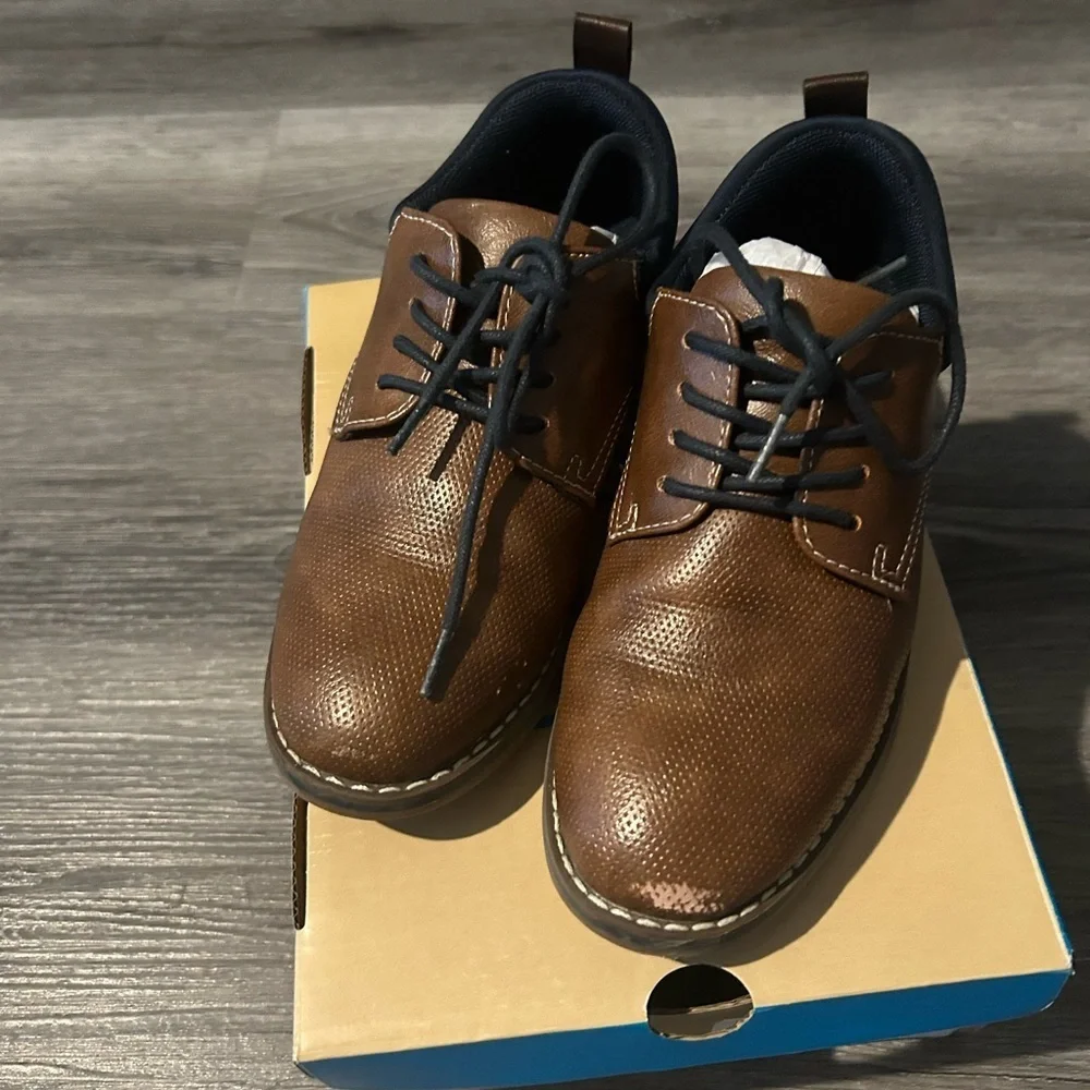 Kids Brown Leather Shoes - Picture 1 of 6